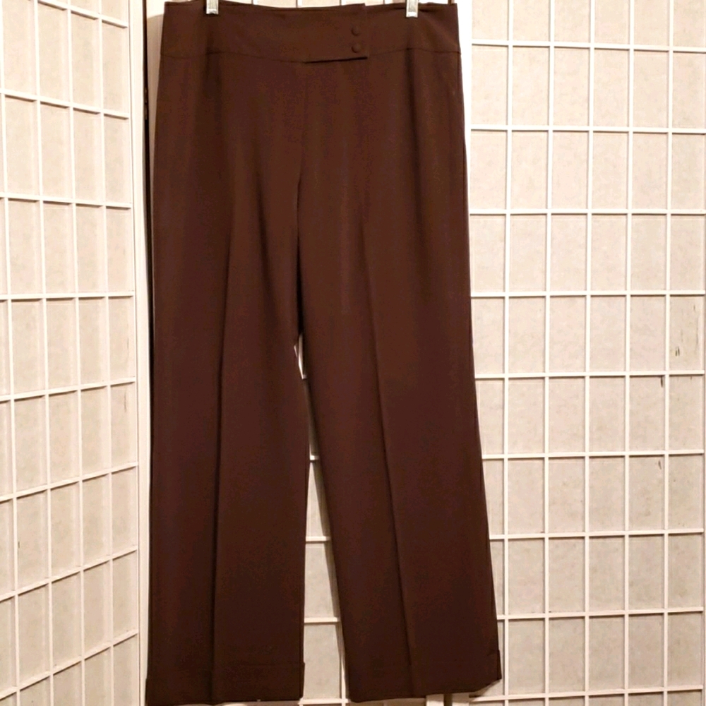 LARRY LEVINE SPT STRETCH  BROWN PANTS SZ 12